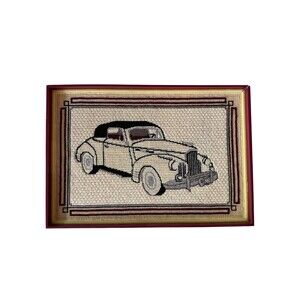 Vintage Classic Car Needlepoint Art, Convertible Decor for Boys Room or Man Cave